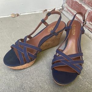 Blue Ralph Lauren wedge sandals.